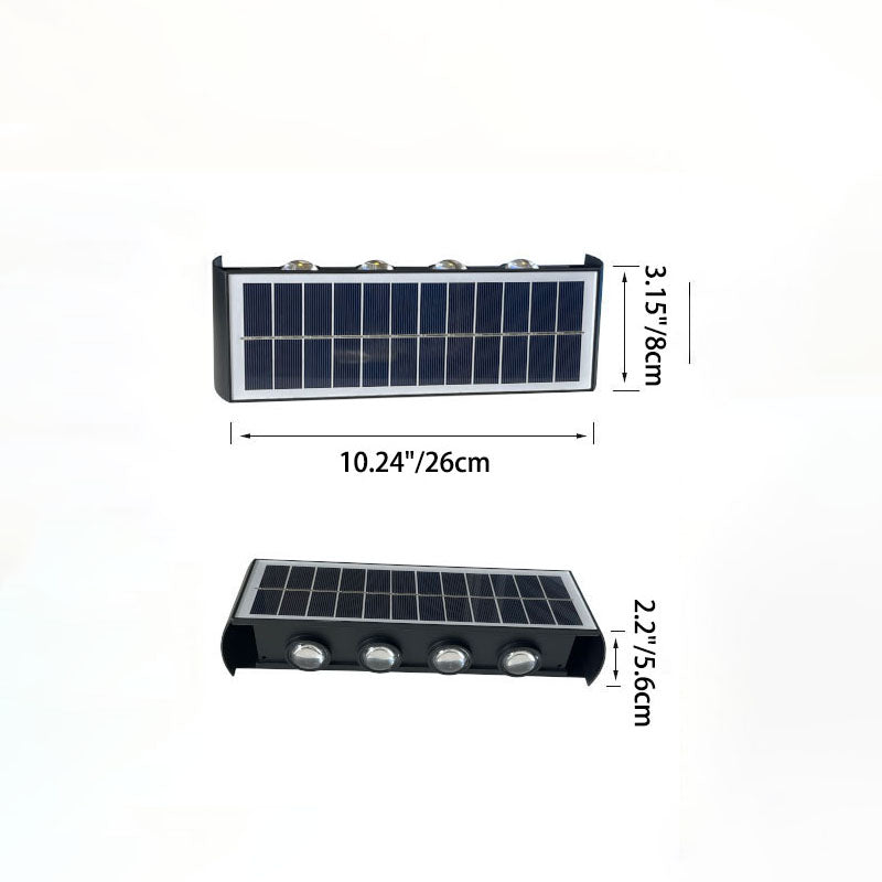 Moderne Einfachheit Solar Wasserdicht Rechteckige ABS PMMA LED Wandleuchte Lampe Für Außenpatio