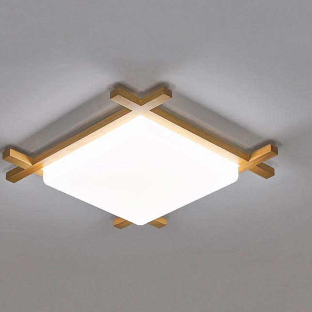 Massive Holz Quadrat Japanische Tatami LED Deckenleuchte