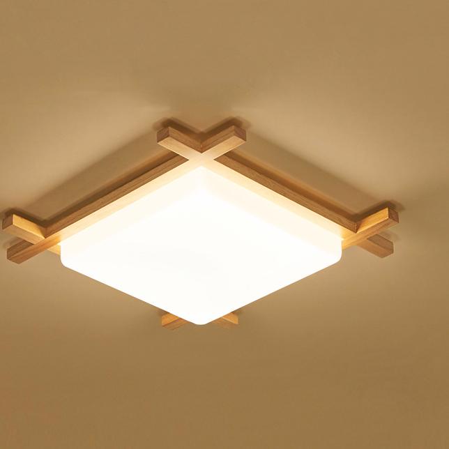Massive Holz Quadrat Japanische Tatami LED Deckenleuchte