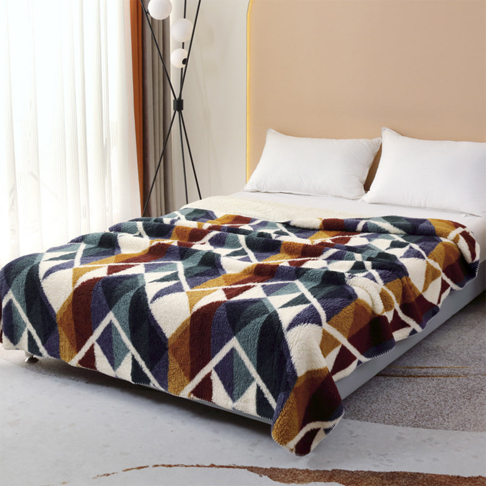 Bohemian Print Mikrofaser Doppel-Layer Sherpa Fleece Decke