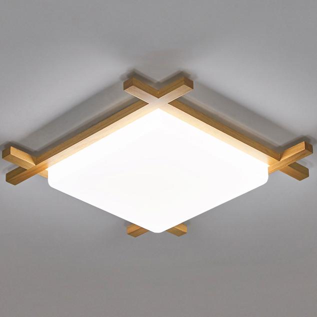 Massive Holz Quadrat Japanische Tatami LED Deckenleuchte