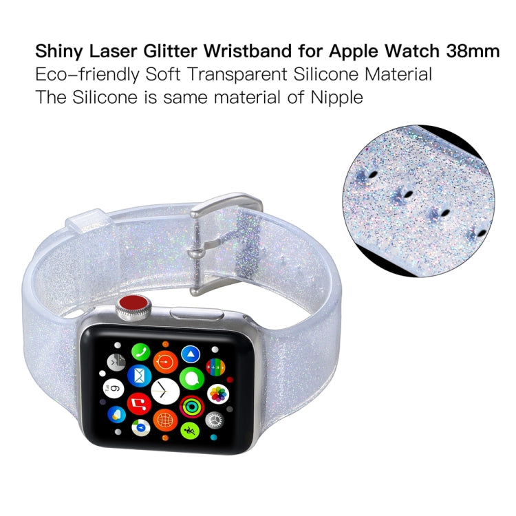 Sandsberg | Für Apple Watch Series 7 45mm / 6 & SE & 5 & 4 44mm / 3 & 2 & 1 42mm Glitzer Silikonarmband (Weiß)