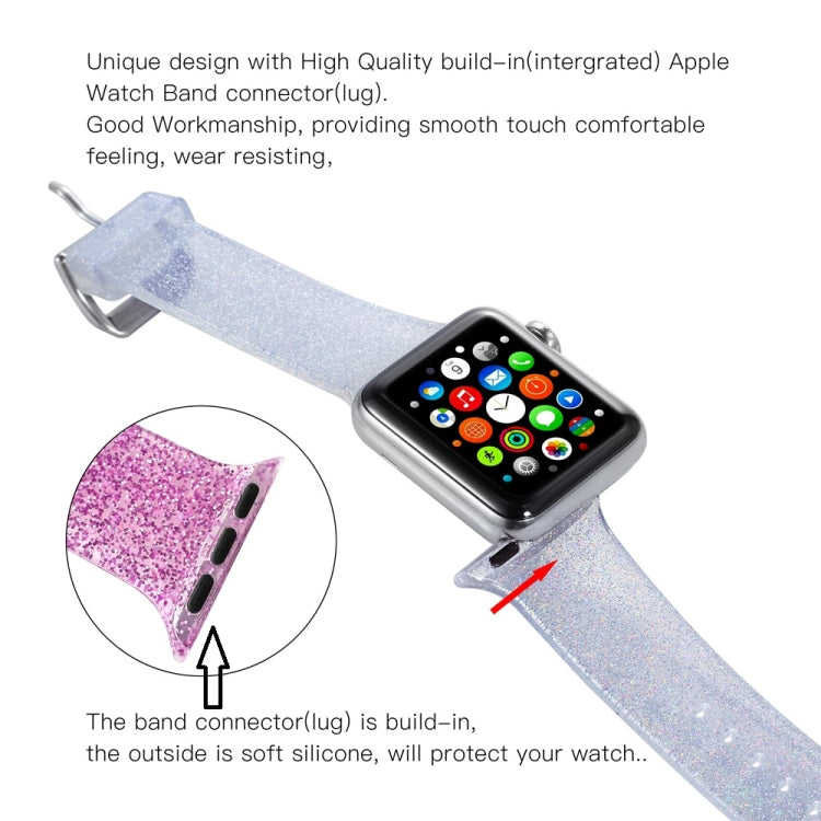 Sandsberg | Für Apple Watch Series 7 45mm / 6 & SE & 5 & 4 44mm / 3 & 2 & 1 42mm Glitzer Silikonarmband (Weiß)