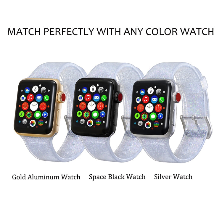 Sandsberg | Für Apple Watch Series 7 45mm / 6 & SE & 5 & 4 44mm / 3 & 2 & 1 42mm Glitzer Silikonarmband (Weiß)