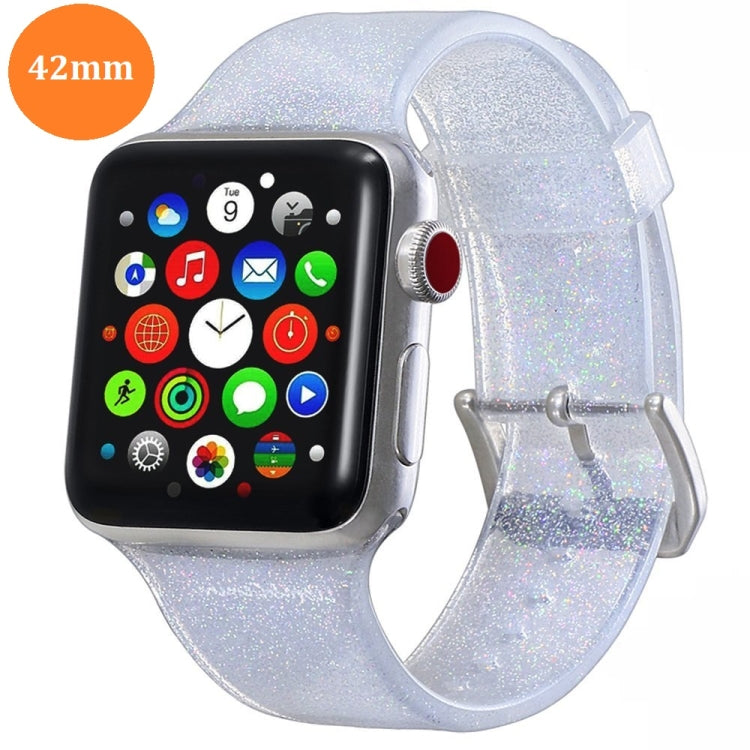 Sandsberg | Für Apple Watch Series 7 45mm / 6 & SE & 5 & 4 44mm / 3 & 2 & 1 42mm Glitzer Silikonarmband (Weiß)