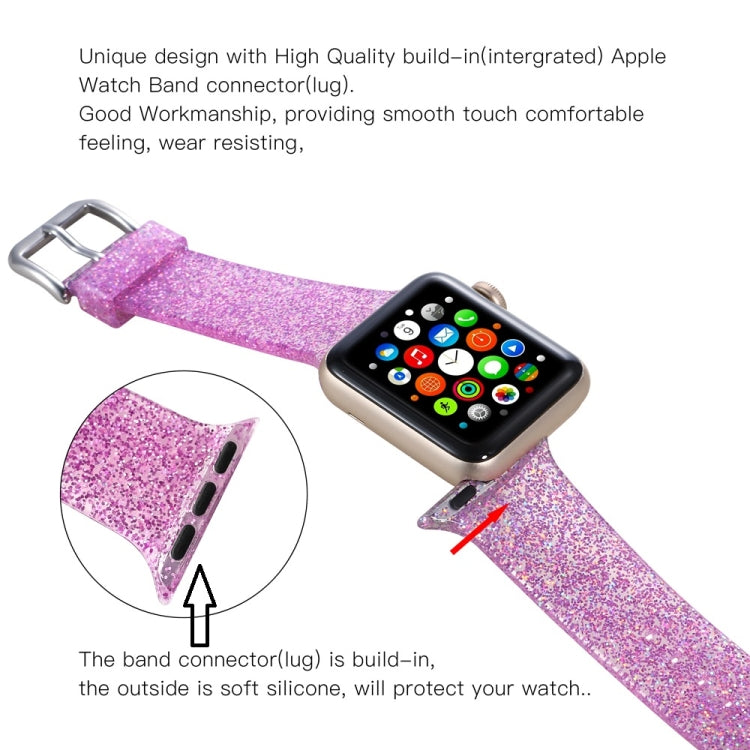 Sandsberg | Für Apple Watch Series 7 45mm / 6 & SE & 5 & 4 44mm / 3 & 2 & 1 42mm Glitzer Silikonarmband (Pink)