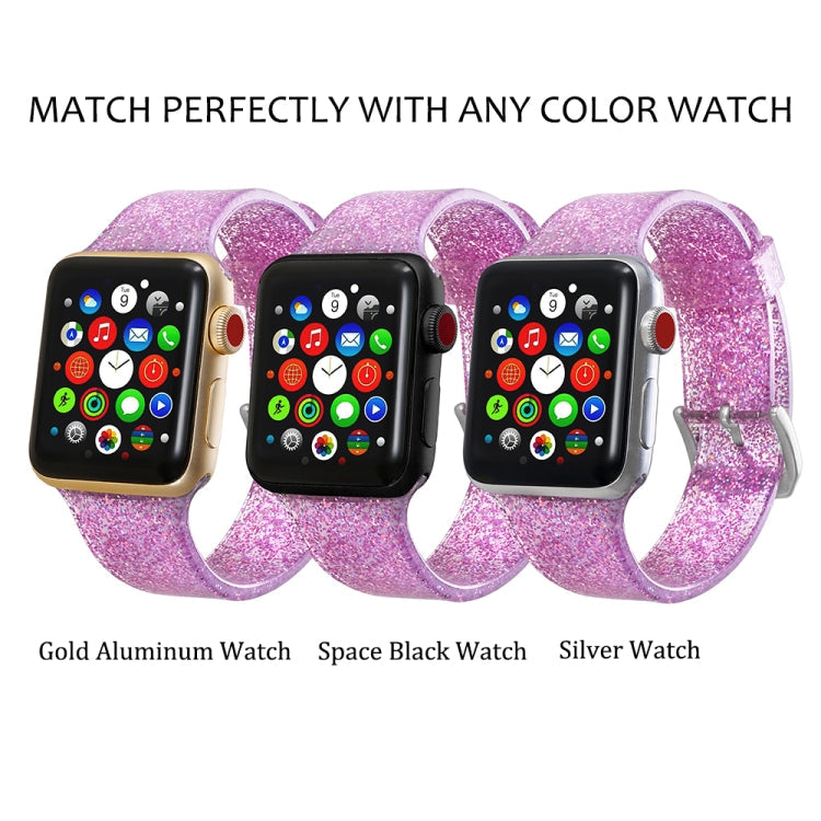 Sandsberg | Für Apple Watch Series 7 45mm / 6 & SE & 5 & 4 44mm / 3 & 2 & 1 42mm Glitzer Silikonarmband (Pink)