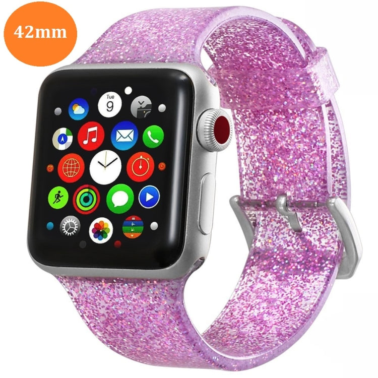 Sandsberg | Für Apple Watch Series 7 45mm / 6 & SE & 5 & 4 44mm / 3 & 2 & 1 42mm Glitzer Silikonarmband (Pink)