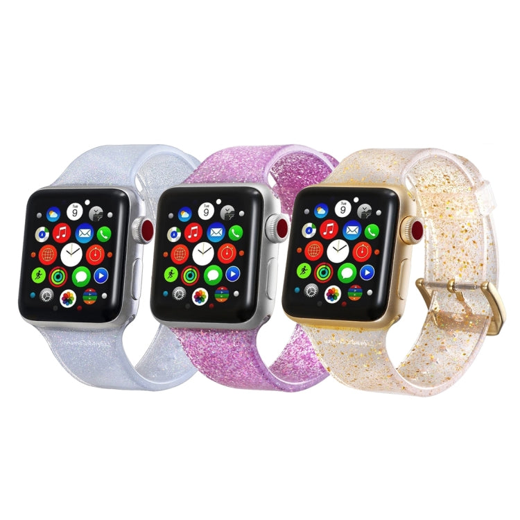 Sandsberg | Für Apple Watch Series 7 45mm / 6 & SE & 5 & 4 44mm / 3 & 2 & 1 42mm Glitzer Silikonarmband (Weiß)