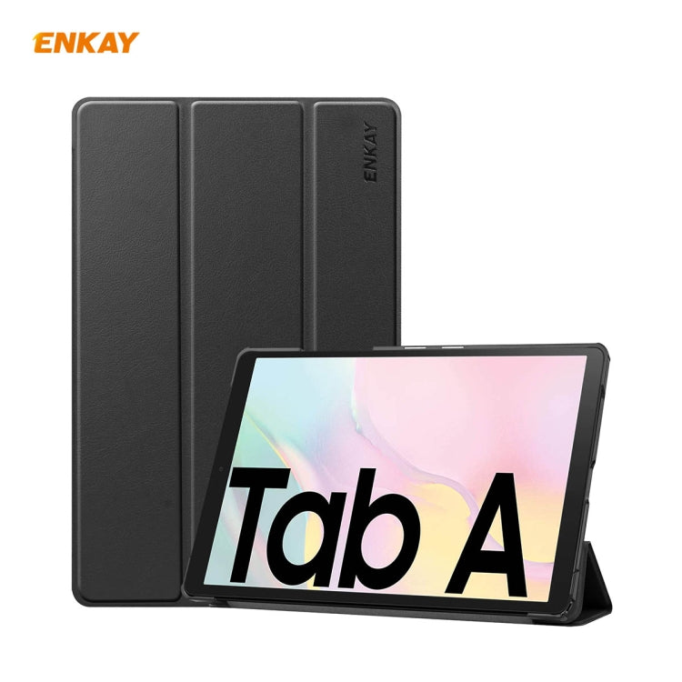 Sandsberg | ENKAY ENK-8009 Für Samsung Galaxy Tab A7 10.4 T500 / T505 2020 / 2022 PU Leder + Kunststoff Smart Cover mit drei-faltendem Halter (Schwarz)
