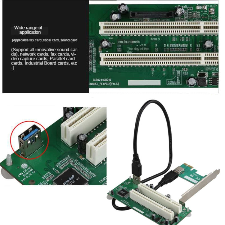Sandsberg | PCIe zu Dual PCI Slot Adapterkarte USB 3.0 Erweiterungskarte