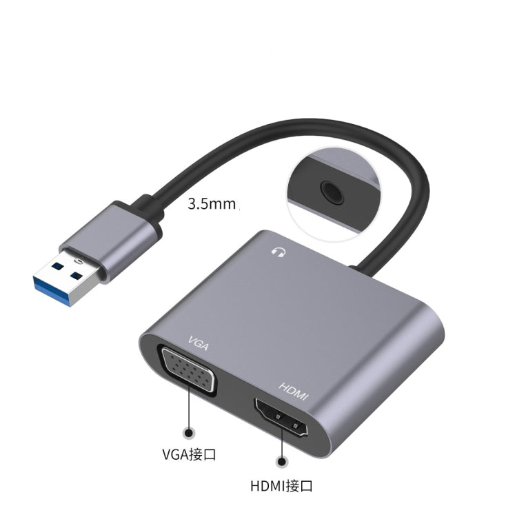 Sandsberg | 3 in 1 USB zu HDMI / VGA / Audio HUB Adapter