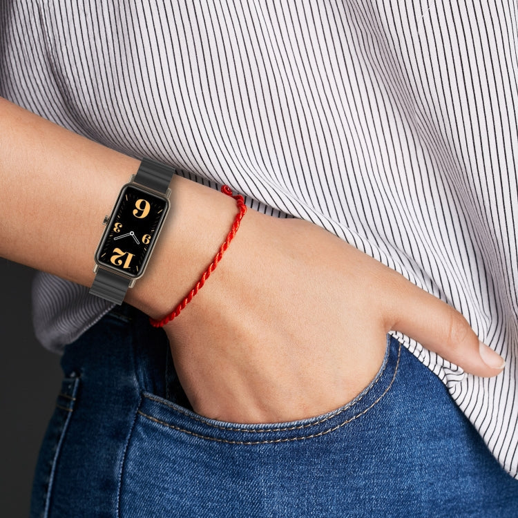 Sandsberg | Für Huawei Fit Mini Ein Perlen Metallstahl Armband (Schwarz)