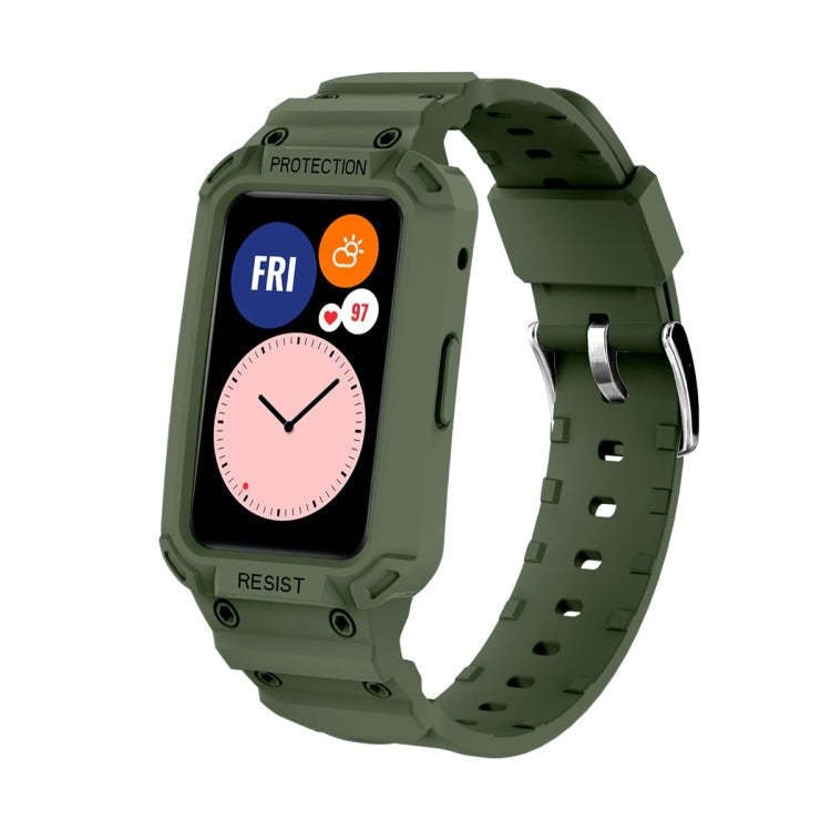 Sandsberg | Für Huawei Watch Fit 2020 / Honor Watch ES 2020 JSM Integriertes TPU Verstellbares Elastisches Armband (Armeegrün)