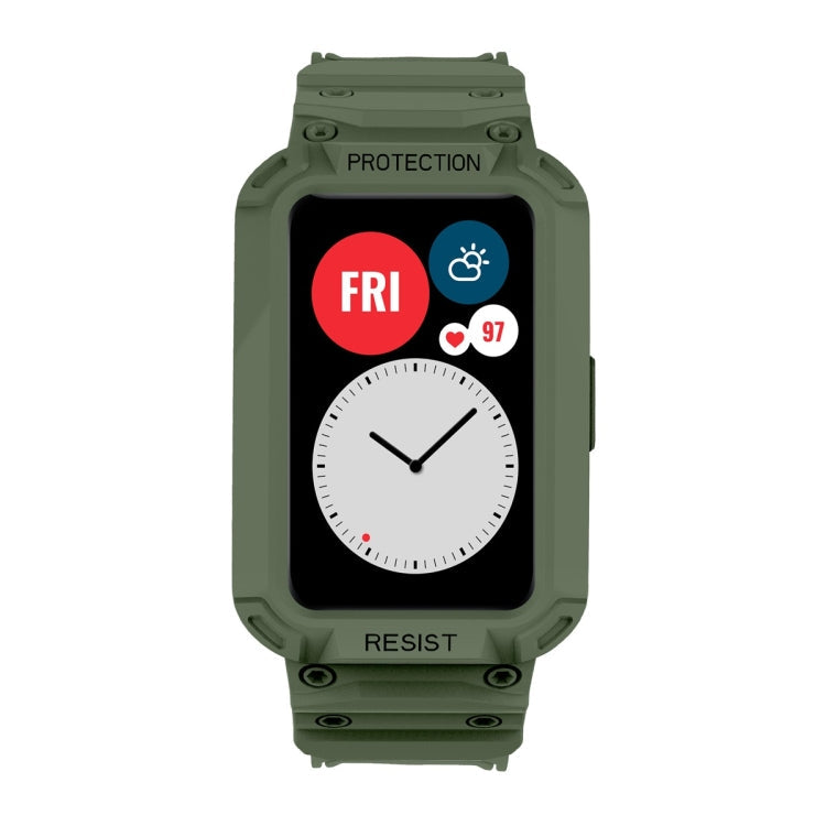 Sandsberg | Für Huawei Watch Fit 2020 / Honor Watch ES 2020 JSM Integriertes TPU Verstellbares Elastisches Armband (Armeegrün)
