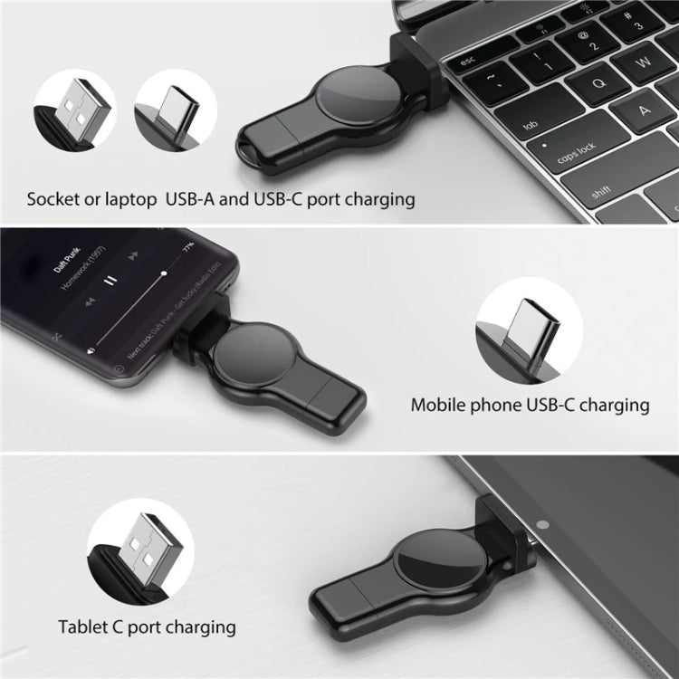 Sandsberg | A05 2 in 1 Typ C / USB-C zu USB-A Magnetischer Quick Wireless Charger für Apple Watch