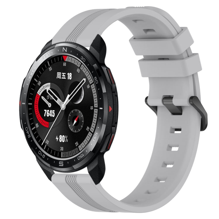 Sandsberg | For Honor Watch GS Pro 22mm Konkav Gestreiftes Silikonarmband (Grau)