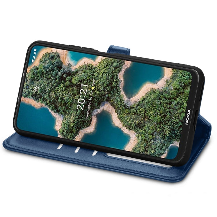 Sandsberg | Für Nokia X10 / X20 Retro Einfarbig Schnallenleder Handyhülle (Blau)