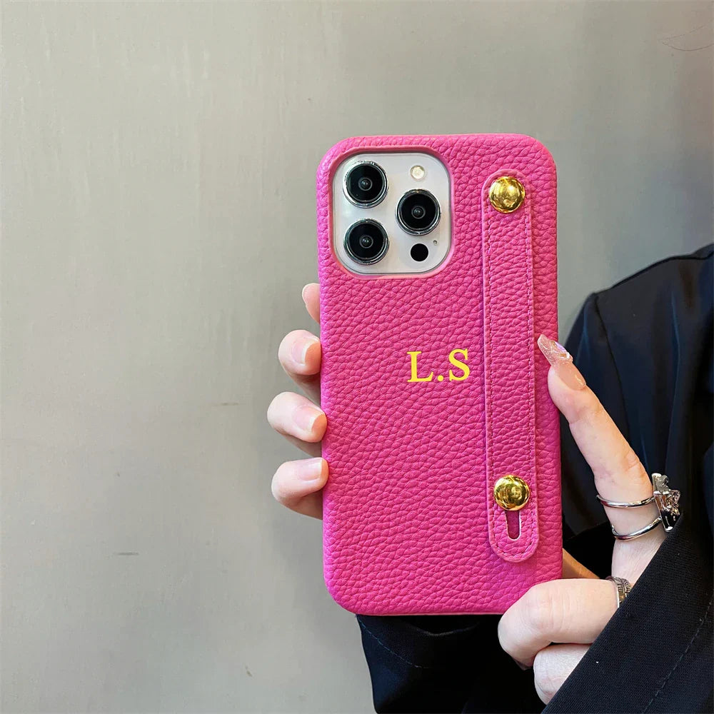 Personalisierte Namensarmband Leder Handyhülle für iPhone Cover