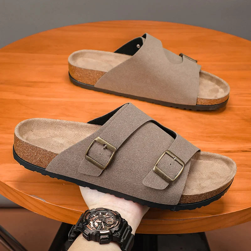 Trends Herren Hausschuhe Leder Außen Sandalen Weiche Sohle Strand Hausschuhe Lässige Slipper Schuhe Paar Outdoor Sommer