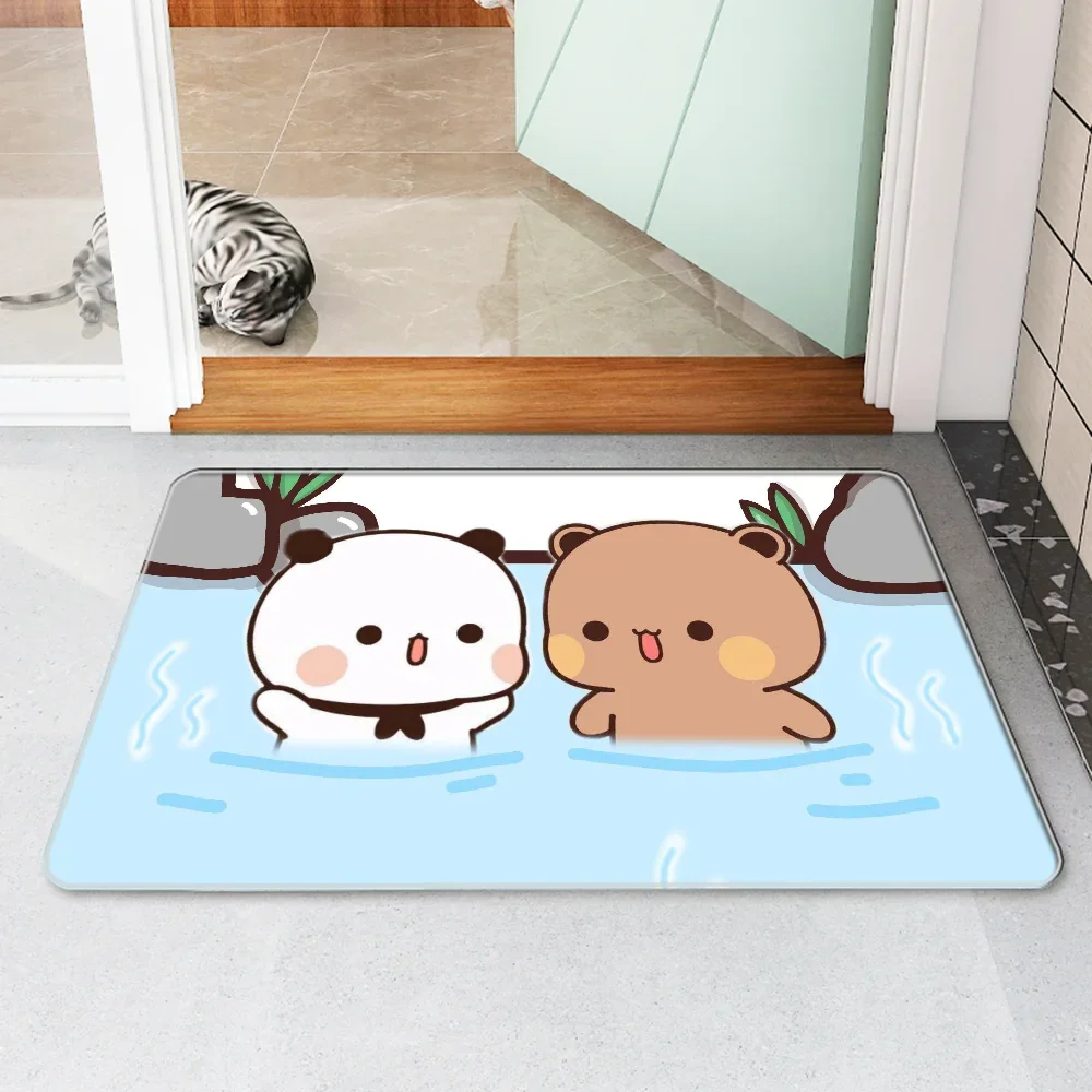 Bubududu Bär Teppich Anti-Rutsch-Fußmatte Willkommen Zuhause Eingangsmatten Wohnzimmer Teppiche Kawaii Teppich Fußmatten Küche Dekoration Fuß