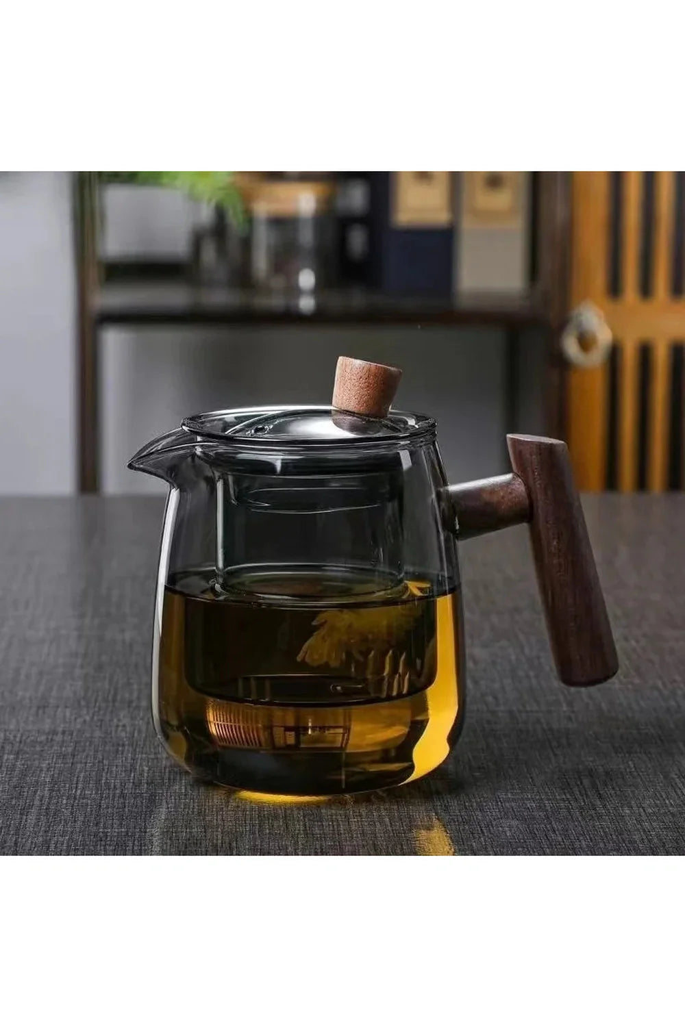Holzgriff Glas Teekanne