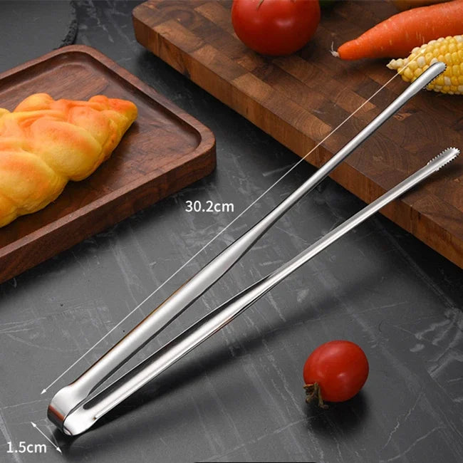 Edelstahl Grillzange – Rutschfester Lebensmittelclip, BBQ Steak, Brotzange, Kochutensilien, Küchen Gadgets für Partys