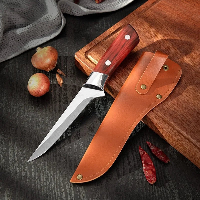 Edelstahl Ausbeinmesser – Küchen Obstpflücker, Fleisch, Schweinefleisch, Rindfleisch und Fischschneider mit Chefmesser und Abdeckung
