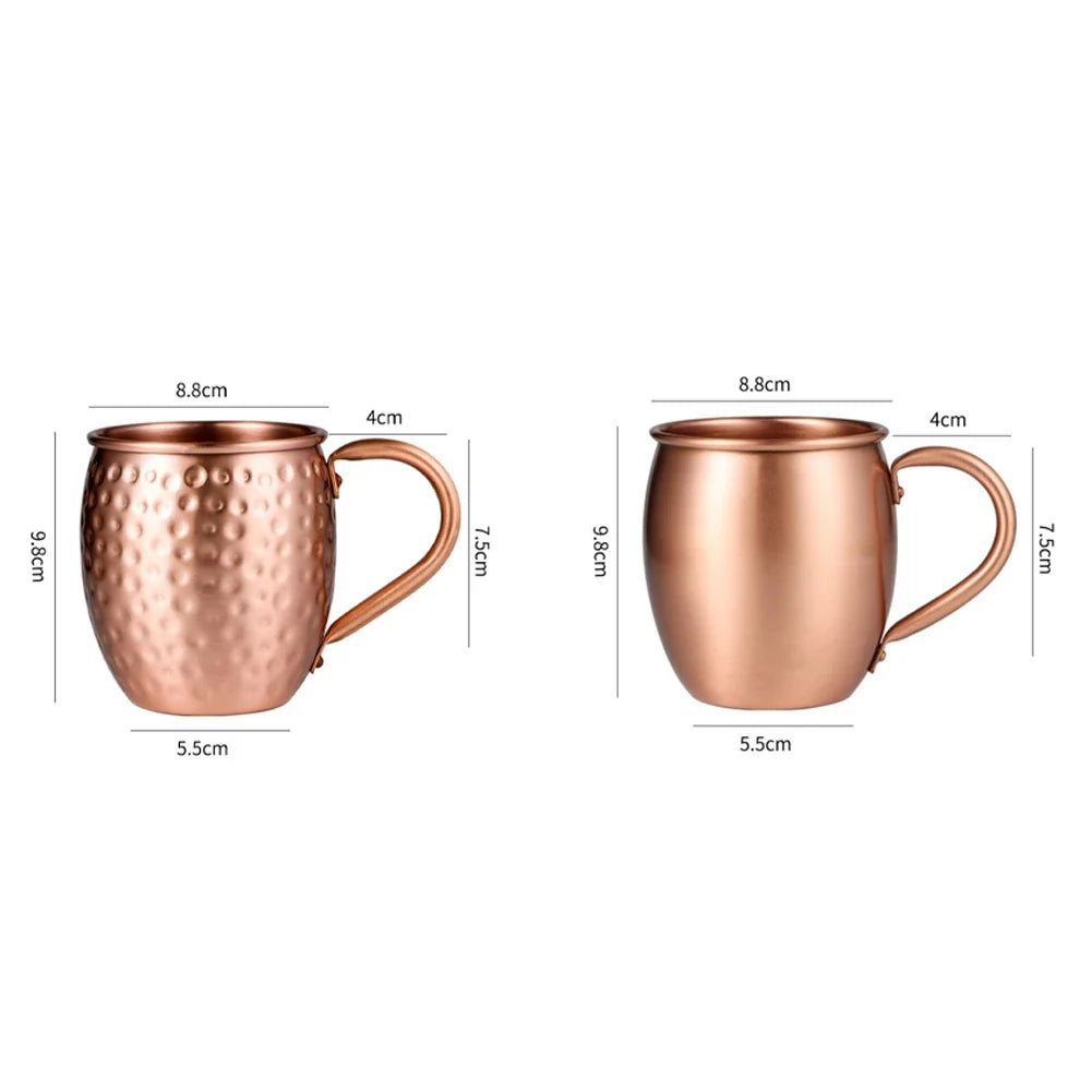 530ML 100% reines Kupferbecher Moskau Mule Becher Trommelbecher Cocktailbecher reines Kupferbecher Restaurant Bar Kaltgetränkebecher, B