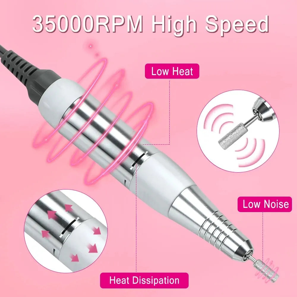 PowerPro | Elektrische Nagelfräser Set | Hohe Geschwindigkeit 35000 U/min