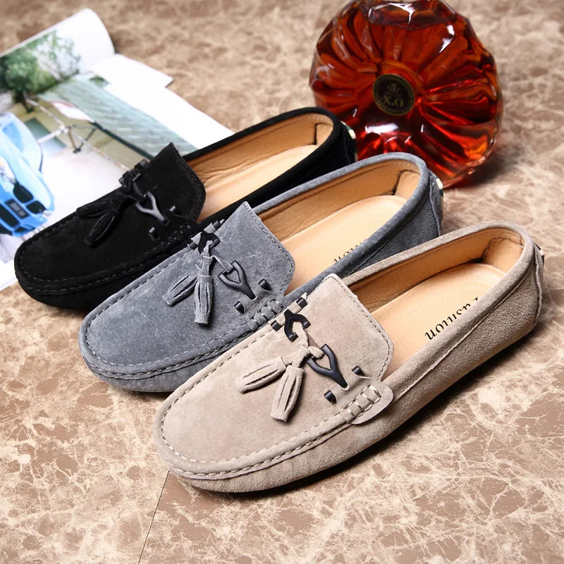 Quasten Loafer Herren Wildleder Luxus Schuhe Freizeit Slip-On Mokassin Fahren