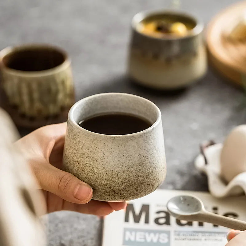 Keramische Kaffeetasse im kreativen Lattebecher Kaffeetasse Japanisch Vintage Frühstück Milchbecher 200ml