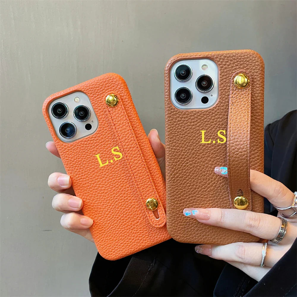 Personalisierte Namensarmband Leder Handyhülle für iPhone Cover