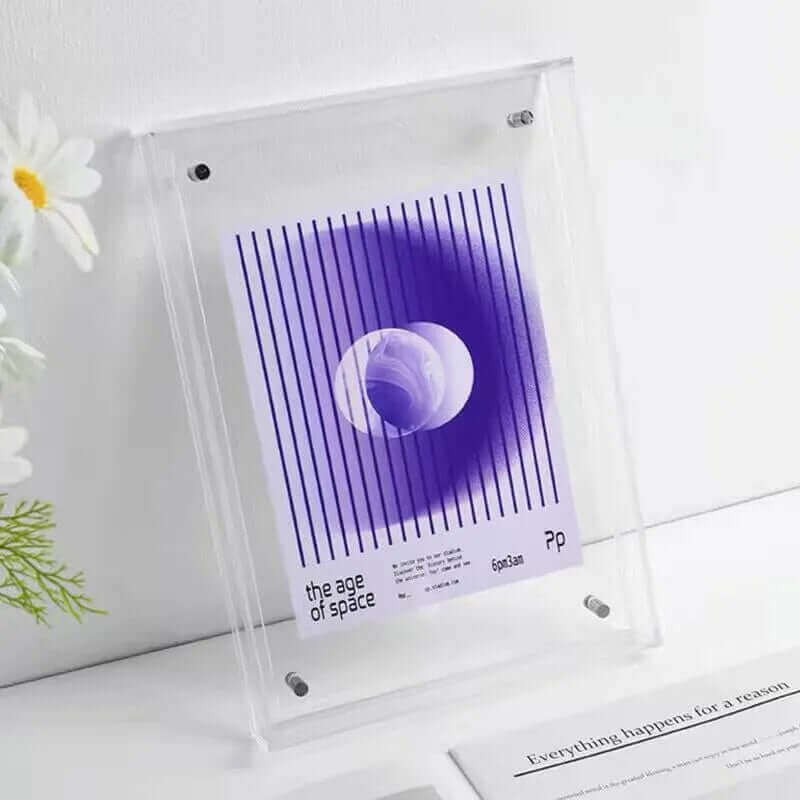 80er Jahre Fluoreszierender Acryl Schwimmender Bilderrahmen