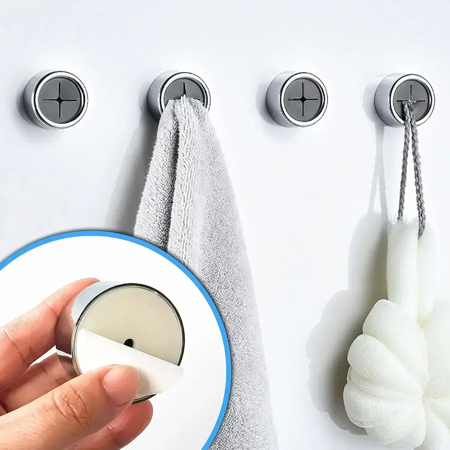 Selbstklebender Handtuchsteckerhalter: Wandanbringbare Badezimmer- und Küchenorganisatoren mit Handtuchhaken und Ablage (4/1Stk)