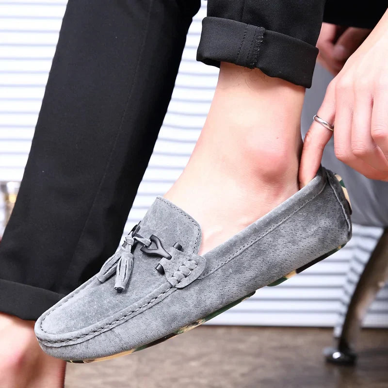 Quasten Loafer Herren Wildleder Luxus Schuhe Freizeit Slip-On Mokassin Fahren