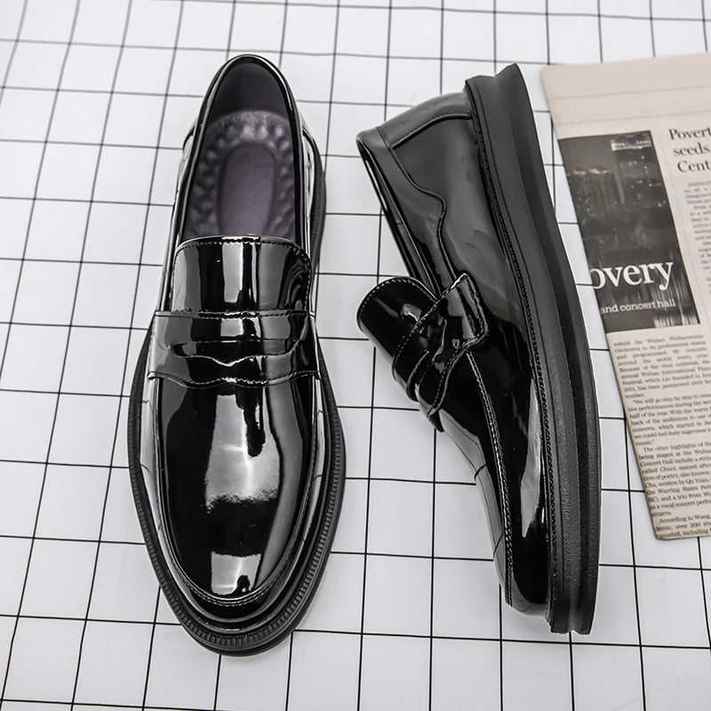 Herren Mokassins Weiße Anzug Büros Hochzeitschuhe Schwarze Penny Loafers Freizeit