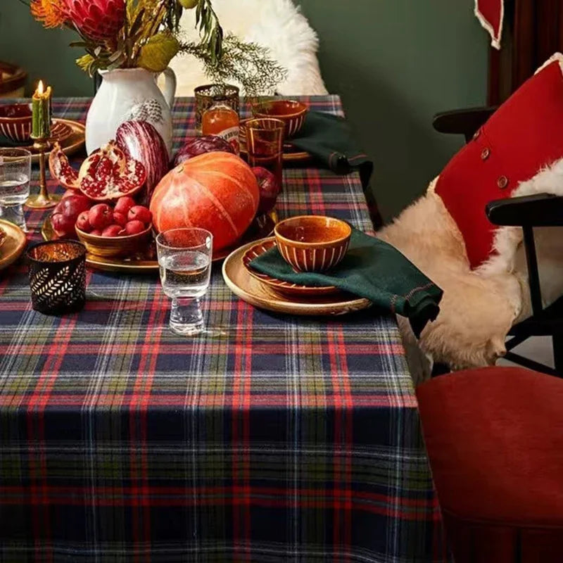 Rechteckige Karierte Tischdecke Weihnachten Neujahr Feiertag Zuhause Esstischdecke Picknicktuch Runde Tischdecke Nappe Sirene
