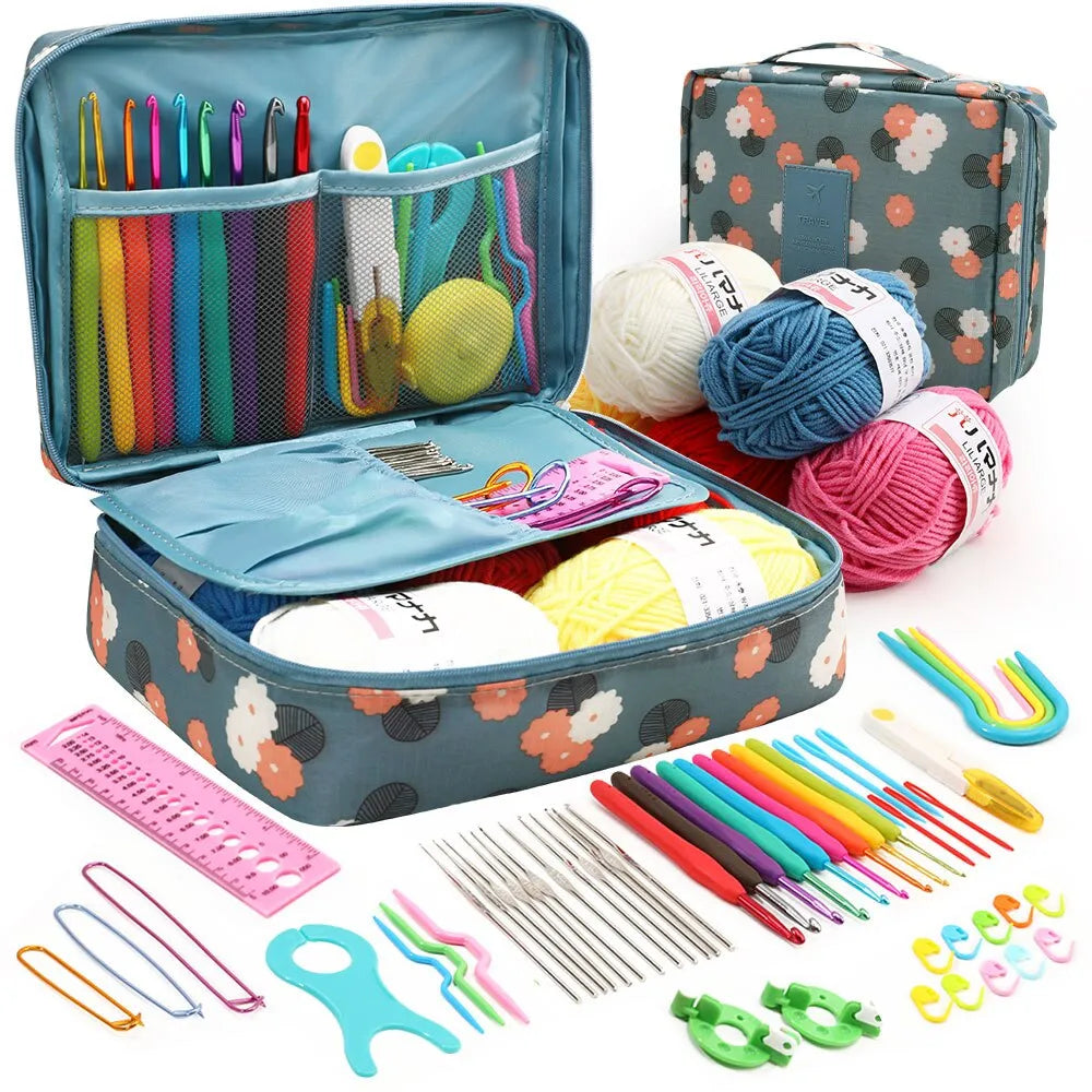 53-teiliges Novizen-Häkelset für Anfänger mit Mehrfarbenaufbewahrung - Tragbares DIY-Handstrickwerkzeugset