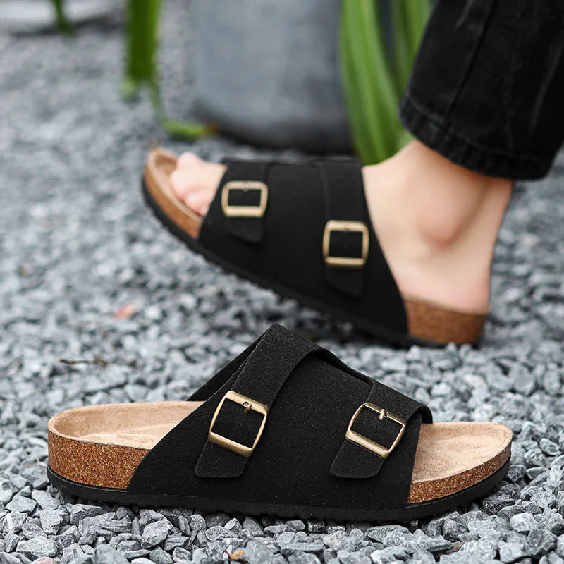 Trends Herren Hausschuhe Leder Außen Sandalen Weiche Sohle Strand Hausschuhe Lässige Slipper Schuhe Paar Outdoor Sommer