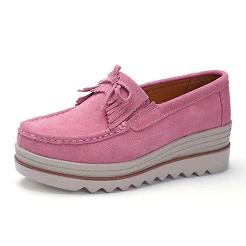 Frühling Frauen Flache Schuhe Plattform Sneaker Slip-On Flats Leder Wildleder Damen Slipper Freizeit Slipper