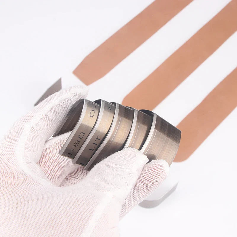 18-teiliges DIY Leder Schneide Stanzset - Uhrenbandtail scharfer quadratischer und runder Klingenstanzmesser - Manuelles Lederwerkzeug