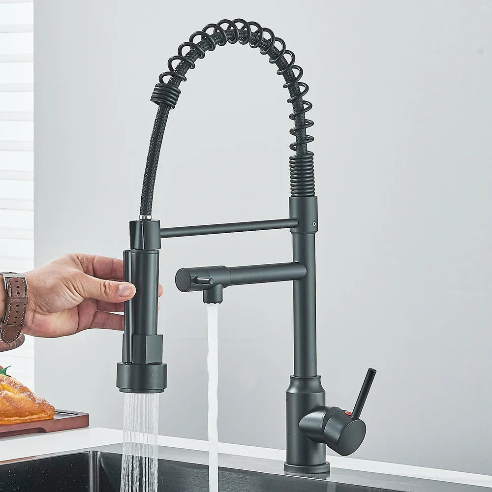 Wasserhahn mit Doppeltem Auslauf – Hochwertiger Wasserhahn für Flexibles Spülen, Schwenkbar, Ideal für Moderne Küchen, Leicht zu Reinigen und Einfache Montage