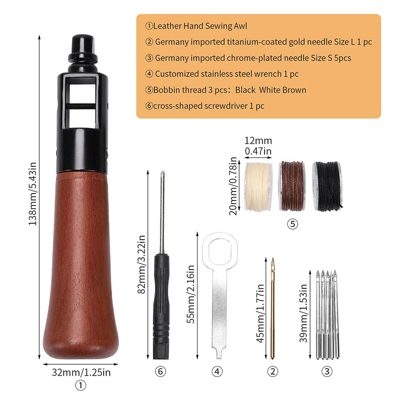 WUTA Leder Nähahle Faden Kit – Speedy Stitcher DIY Leder Handwerks Rand Nähwerkzeuge, Schuhmacher und Canvas Reparatur Kit