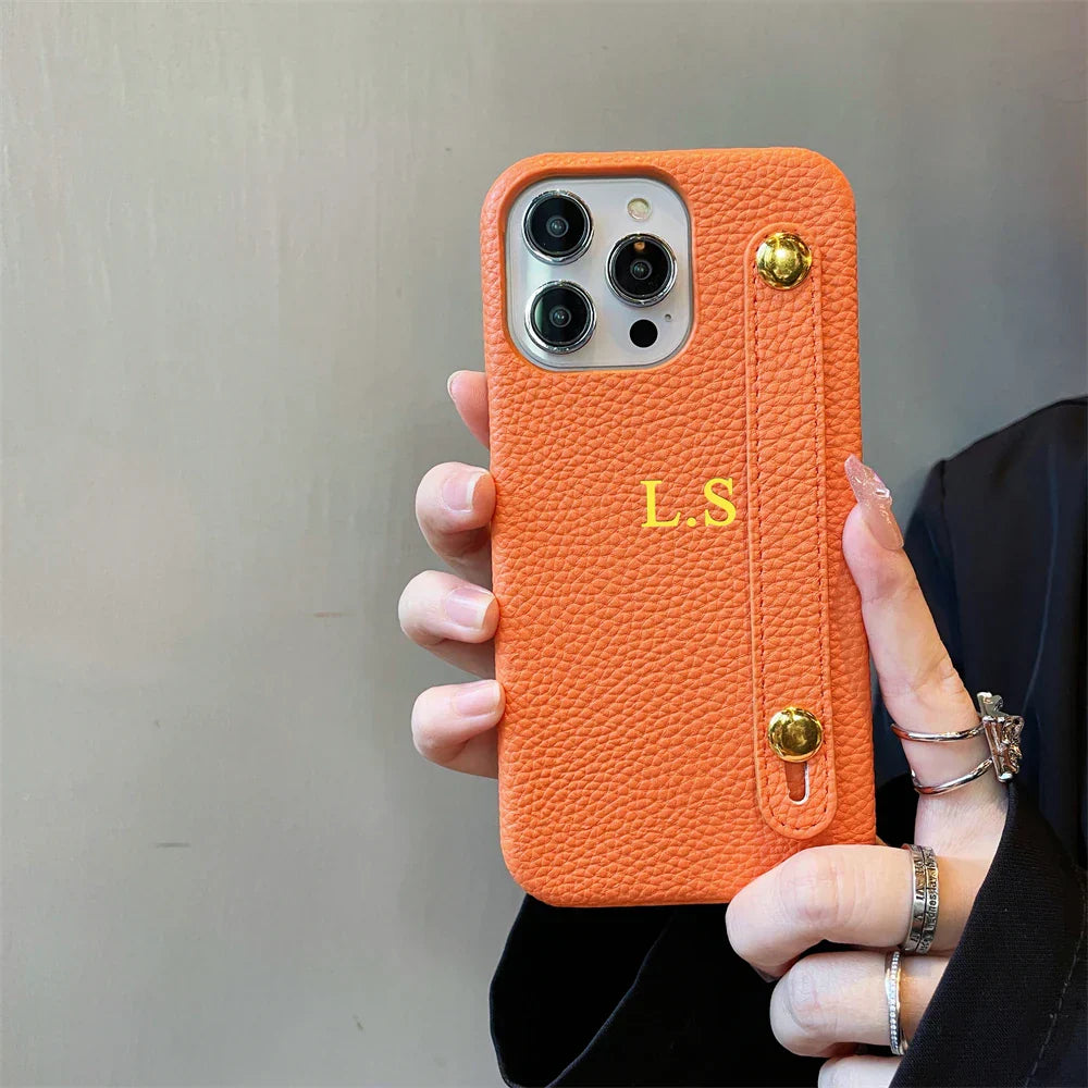 Personalisierte Namensarmband Leder Handyhülle für iPhone Cover