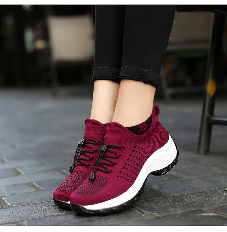 Sneakers Damen Orthopädische Sneakers Damen Plattform Weiß Schwarz Rot Sportschuhe Damen Freizeitschuhe