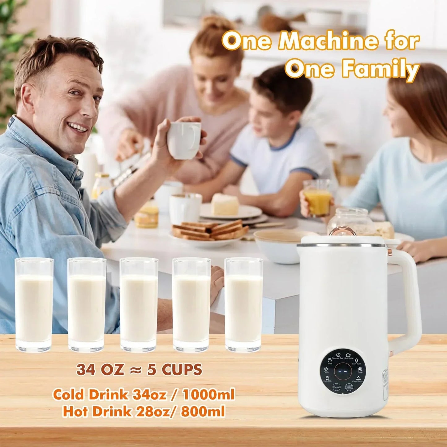 Sandsberg | NutriBlend 8-in-1 pflanzlicher Milchbereiter (1000ml) – Mandeln, Hafer, Soja & mehr