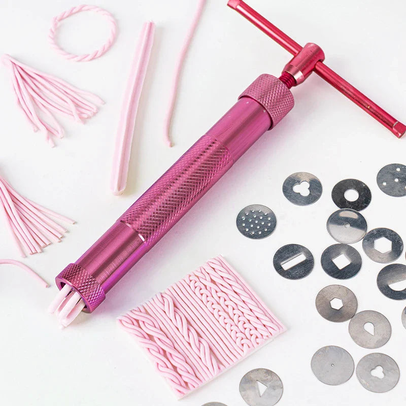 Rotary Ton- und Fondant-Extruder-Presse - Tortenskulptur-Waffe mit 20 Spitzen, Zuckermasse-Bastelwerkzeug für Tortendekoration und -schnitzen