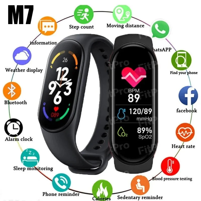 M7 Smart Watch Männer Frauen Smartband Herzfrequenz Smartwatch Fitness Tracker Blutdruck Sport Smart Bracelet für xiaomi iPhone