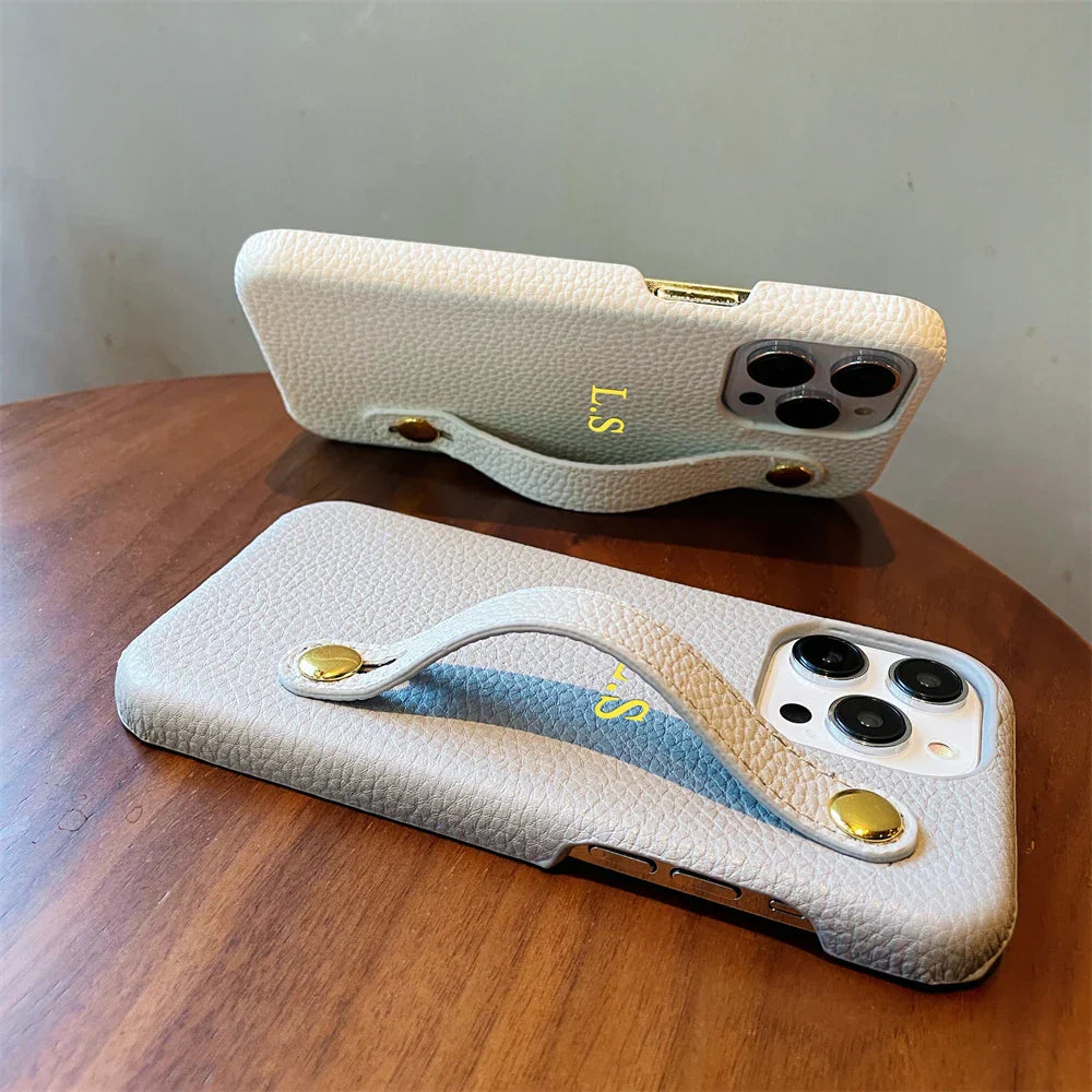 Personalisierte Namensarmband Leder Handyhülle für iPhone Cover